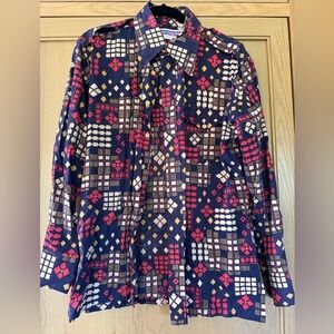 Vintage 70's lew magram shirtmaker to the stars Geometric Men's Button Down /Lg